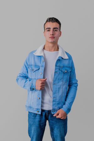 Chaqueta en jean con ovejero caballero