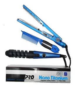 COMBO PLANCHA NANO TITANIUM Y RIZADOR CURL PERFECT 7